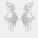 Crystal Phenix Feather Wings Clip Earrings