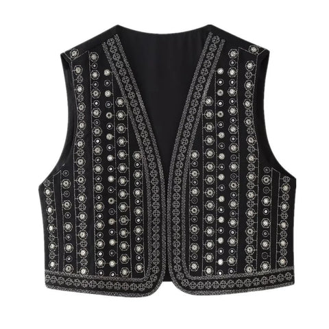 Catori Sequin Embroidery Boho Vests