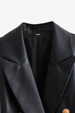 Tanya Double Breasted Faux Leather Blazer