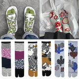 Vintage Harajuku Prints Cotton Split Toe Socks