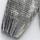 Zilda Silver Metallic Hoodie Sweater