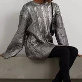Yanka Metallic Cable Knit Sweater