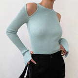 Dana Cut Out Shoulder Ribbed Crop Tops