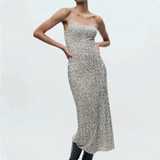 Isadora Silver Sequins Slip Dress