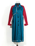 Solana Blue Red Color-block Trench Coat