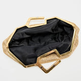 Golden Straw Metal Bar Handle Clutch Bag
