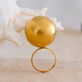 Jumbo 18K Golden Ball Cocktail Ring