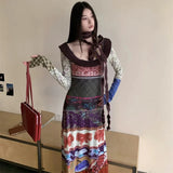 Ines Vintage Print Patchwork Maxi Dress
