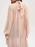Grizia Smock Neck Tie Loose Long Blouse