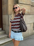 Bessie Casual Striped Polo T-shirts