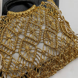 Sofia Metallic Woven Ring Handle Bag