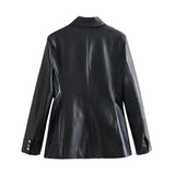 Tanya Double Breasted Faux Leather Blazer