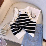 Keith Stripe Knit High Neck Tank Top