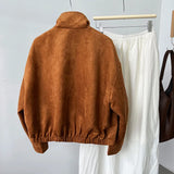 Mamiya Faux Suede Funnel Neck Jacket