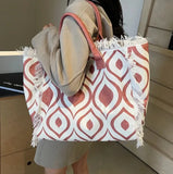Yves Fringe Canvas Tote Bag