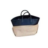 Elei Faux Leather Patchwork Straw Large Tote