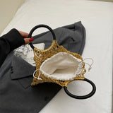 Sofia Metallic Woven Ring Handle Bag