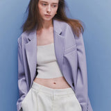 Lauren Soft Pastel Faux leather Blazer