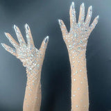 Noelia Luxe Rhinestones Mesh Gloves