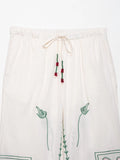 Lilian Vintage Embroidery Drawstring Pants