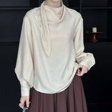 Rita Elegant Cowl Neck Tie Blouse