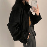 Olivia Vintage Faux Suede Bomber Jacket