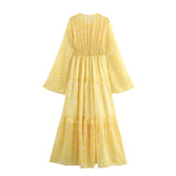 Charlotte Yellow Floral Boho Maxi Dress