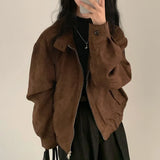 Olivia Vintage Faux Suede Bomber Jacket