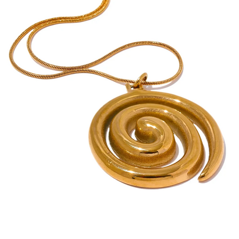 Gold Spiral Medallion Pendant Necklace