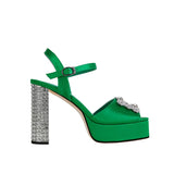 Talia Crystal Buckle Platform Ankle Strap Sandals
