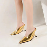 Viola Pointed Toe Tulip Mule Pumps