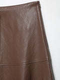 Brooke Faux Leather A-Line Midi Skirt