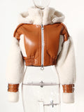 Tashi Lambswool Shearling Hooded Cropped Jacket