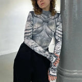 Cosima Silver Armor Prints Bodysuit
