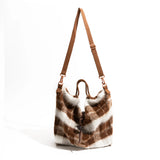 Hailey Fluffy Plaid Shoulder Tote Bag