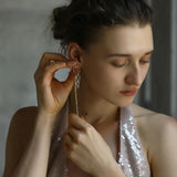 CZ Chain Tassel Hoop Earrings