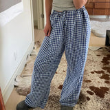 Harper Pin Check Casual Drawstring Pants