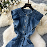 Jules Butterfly Sleeve Maxi Denim Dress