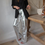 Farah Croco Effect Metallic Pants