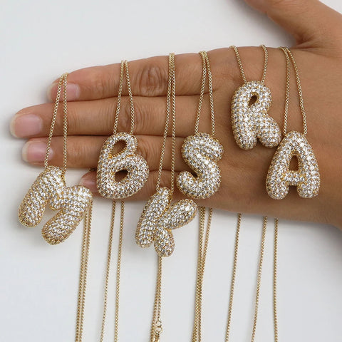 CZ Zircon Alphabet Letter Necklace