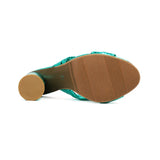 Ophelia Metallic Bow Block Heel Mules