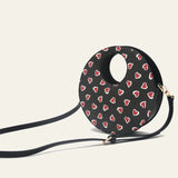 Kara Heart Print Round Bag