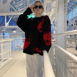 Scarlett Oversized Face Prints Harajuku Knit Sweater