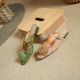 Gracia Flower Applique Suede Mule Slipper