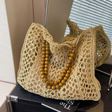 Matilda Bohemian Beads Handle Straw Bag