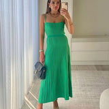Fila Spaghetti Strap Ribbed Knit Maxi Dress