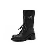 Trudie Military Moto Biker Boots