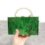 Mona Metal Flower Handle Acrylic Box Clutches