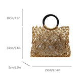 Sofia Metallic Woven Ring Handle Bag