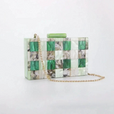 Cora Marble Checks Acrylic Box Clutch